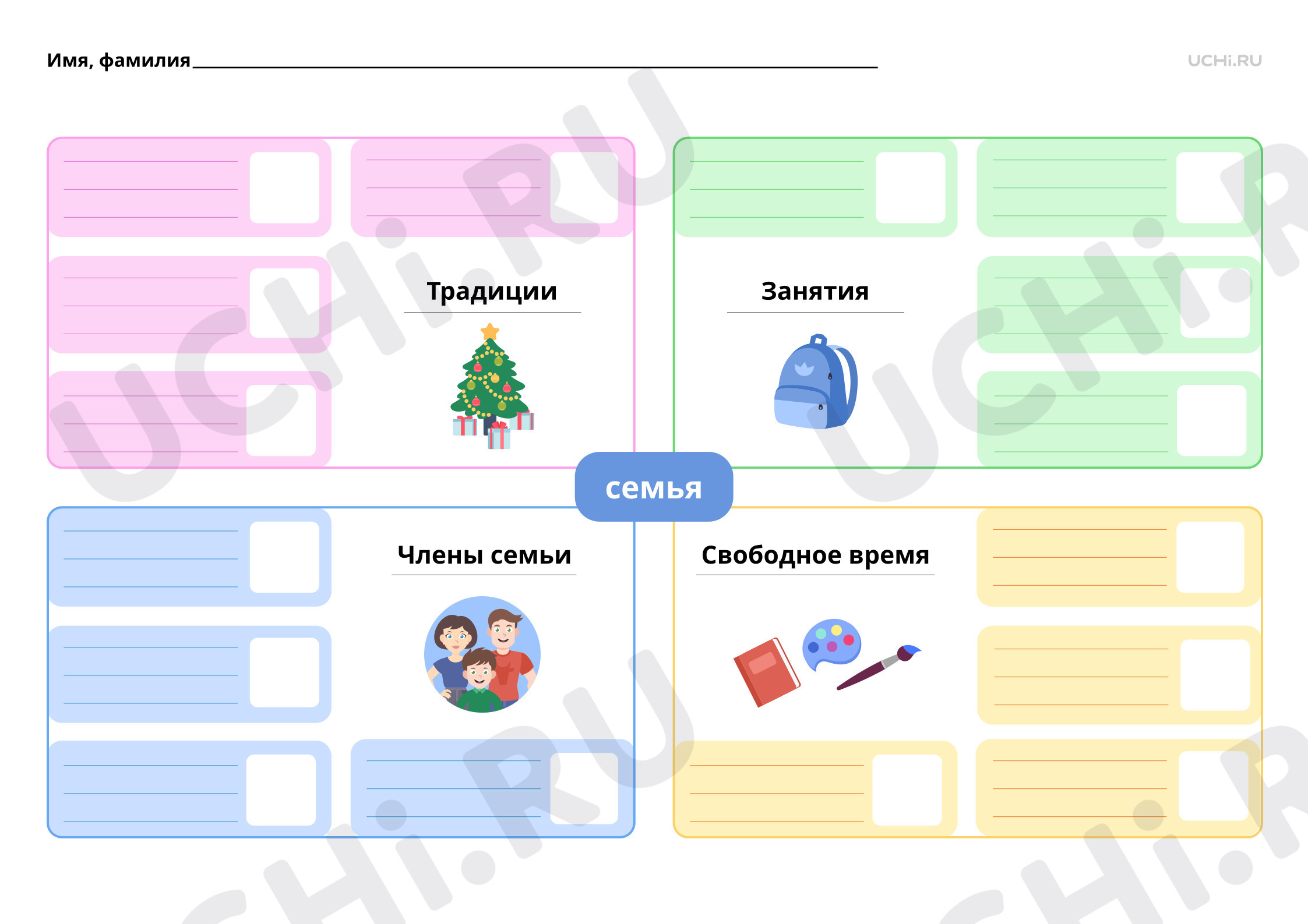 Рабочие листы по теме «Семья — коллектив. Права и обязанности членов  семьи». Повышенный уровень: Семья — коллектив. Права и обязанности членов  семьи | Учи.ру