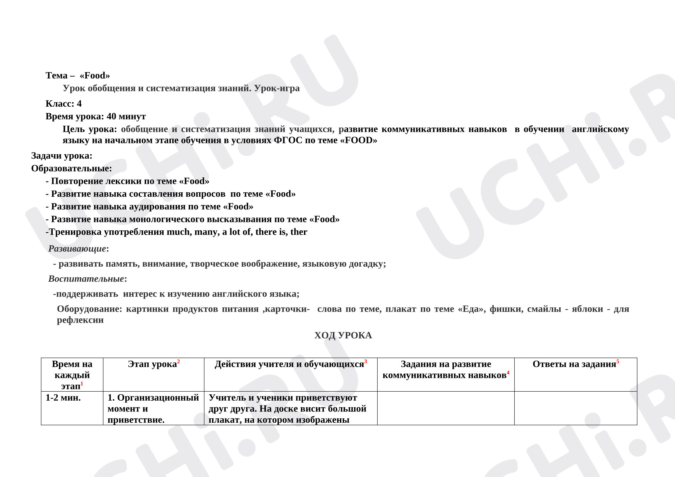 Предпросмотр материала Открытый урок в 4 классе по английскому языку. Тема Еда, исчисляемые и неисчисляемые существительные, местоимения some/any