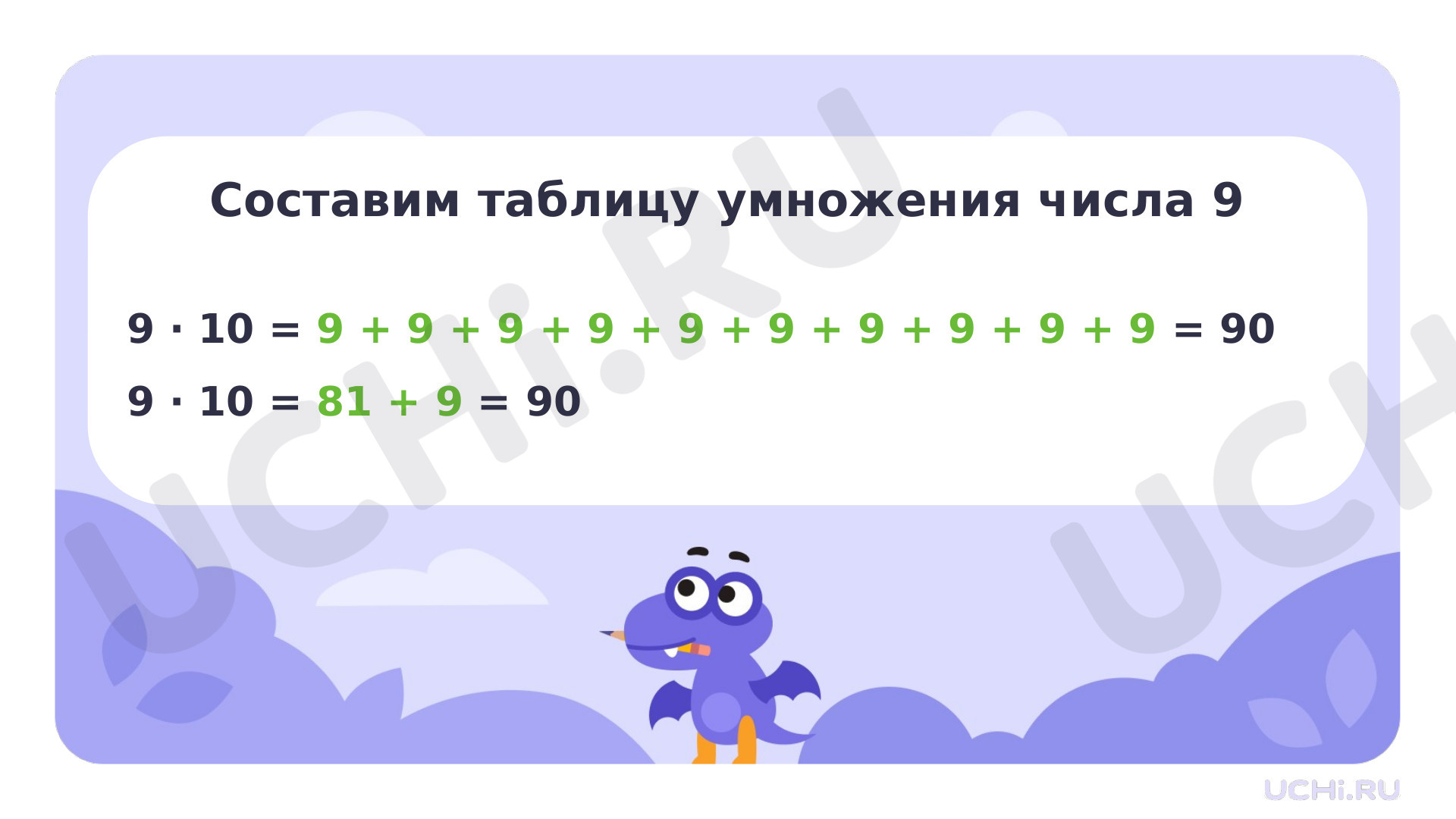 Табличное умножение в пределах 50. Умножение числа 9 и на 9: Табличное  умножение в пределах 50. Умножение числа 9 и на 9 | Учи.ру