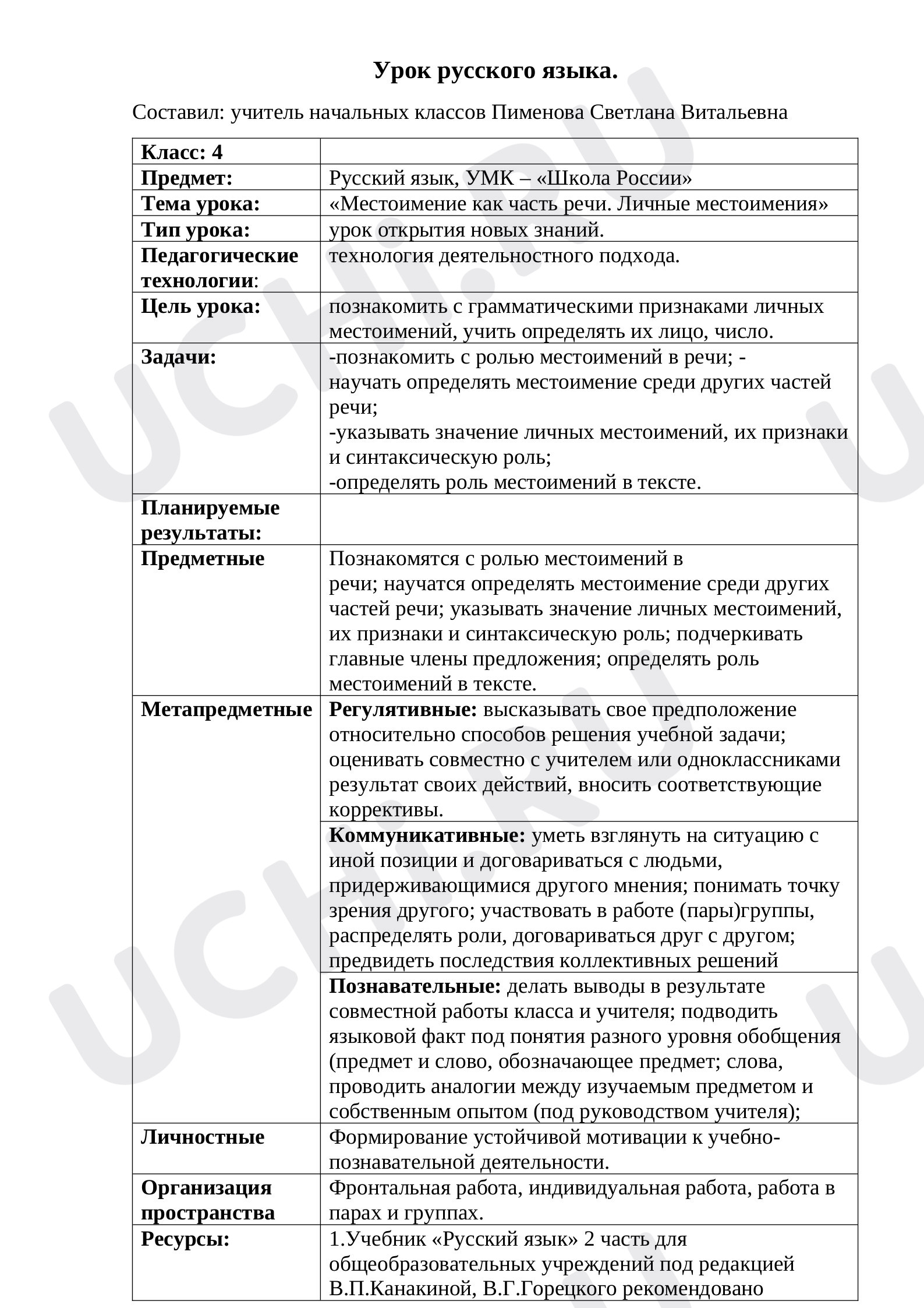 Предпросмотр материала Местоимение как часть речи. Личные местоимения