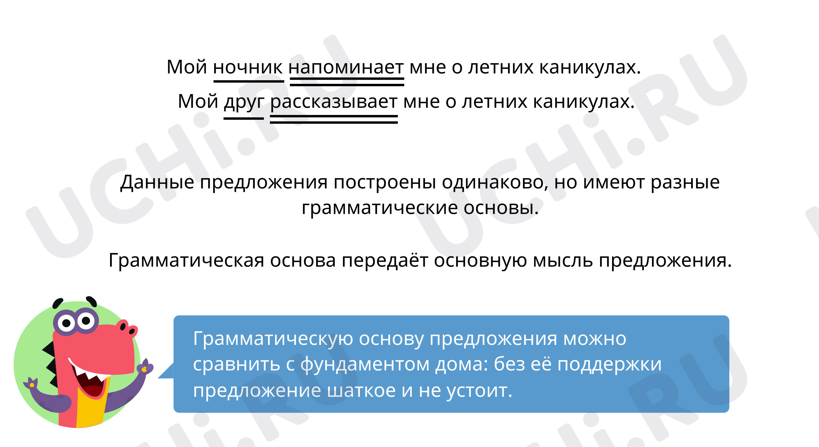 Вспоминаем, что такое грамматическая основа предложения: Учимся ставить  запятые между частями сложного предложения | Учи.ру