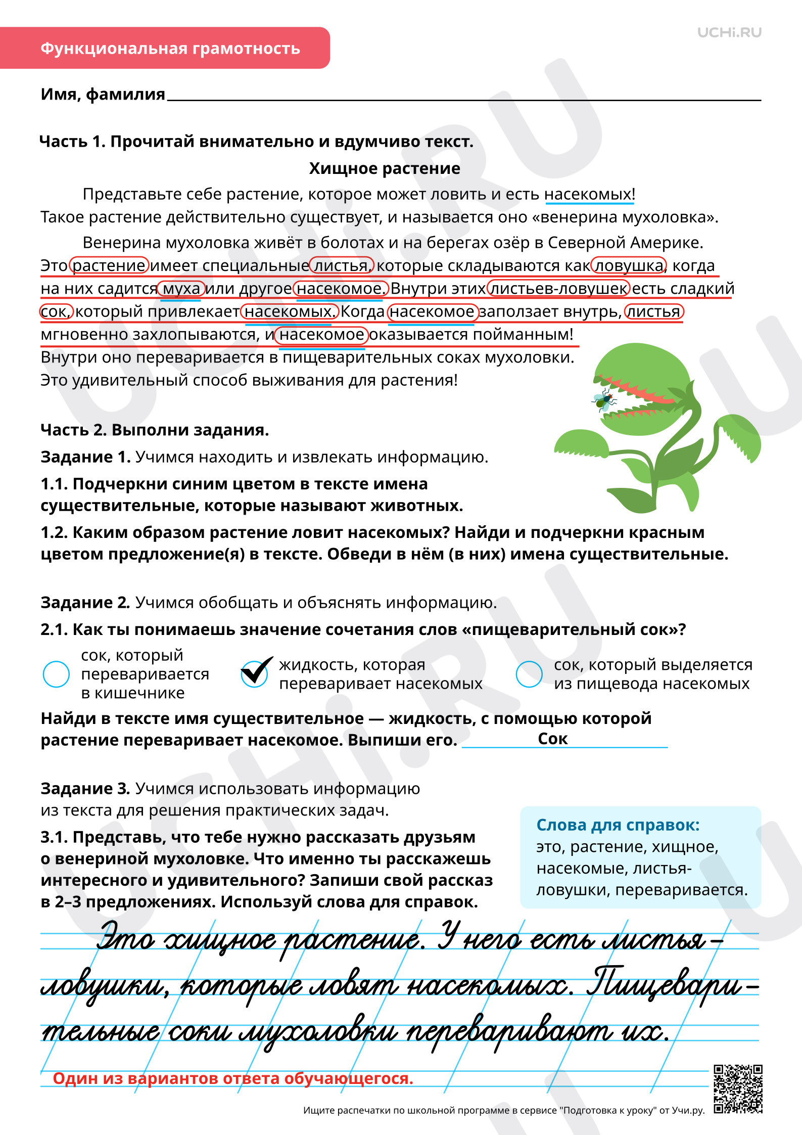 Предпросмотр материала Морфология: роль имён существительных в тексте. Ответы