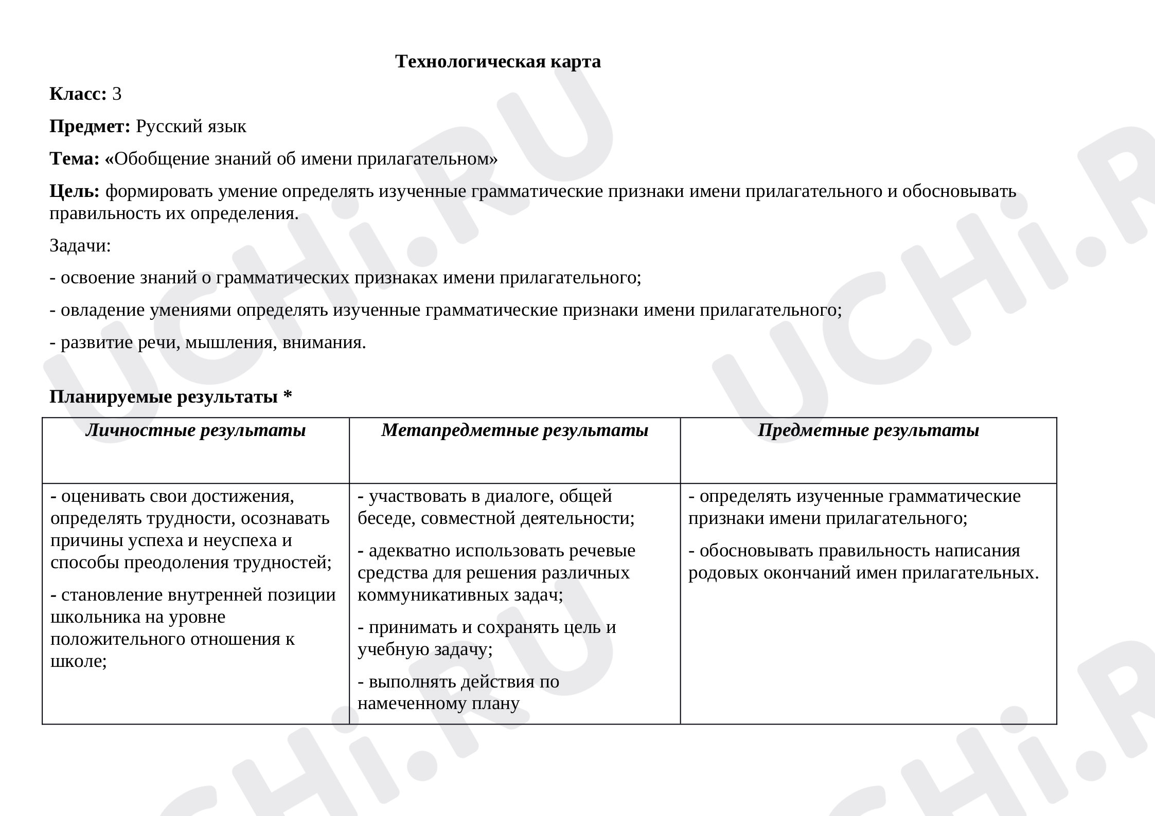 Предпросмотр материала Обобщение знаний об имени прилагательном