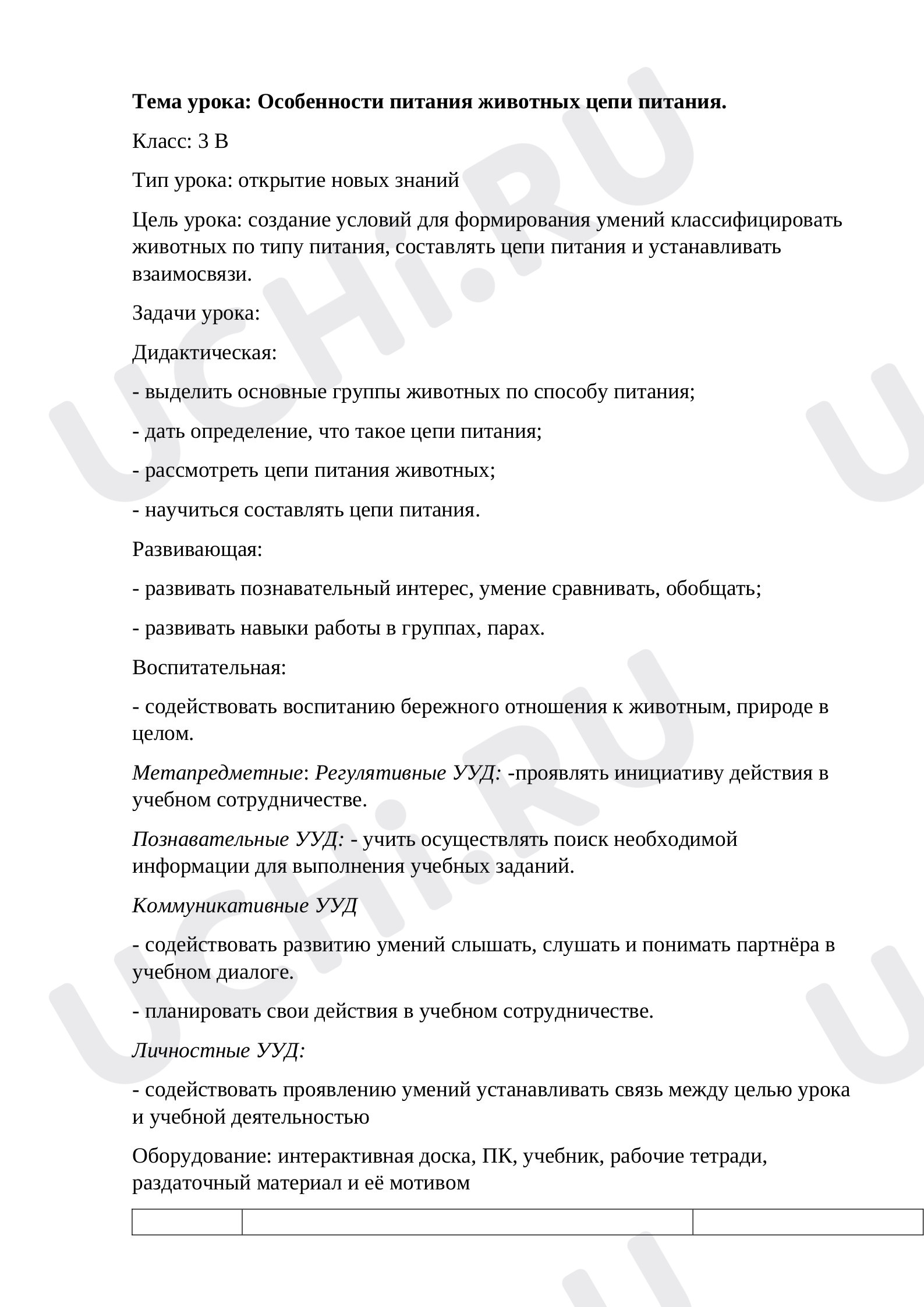 Предпросмотр материала План урока окружающего мира по теме: Особенности питания животных. Цепи питания.