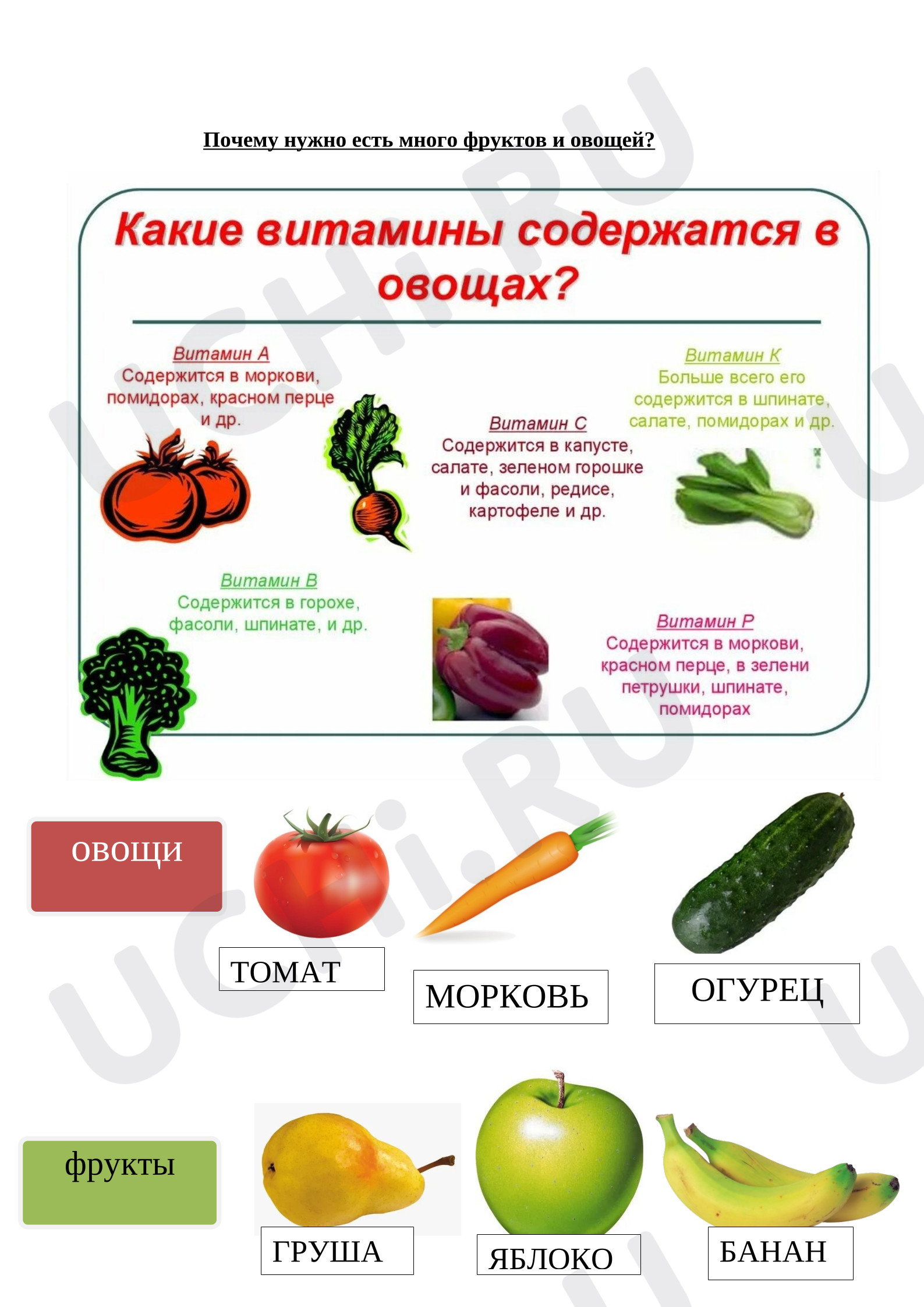 Предпросмотр материала Почему фрукты и овощи полезны?