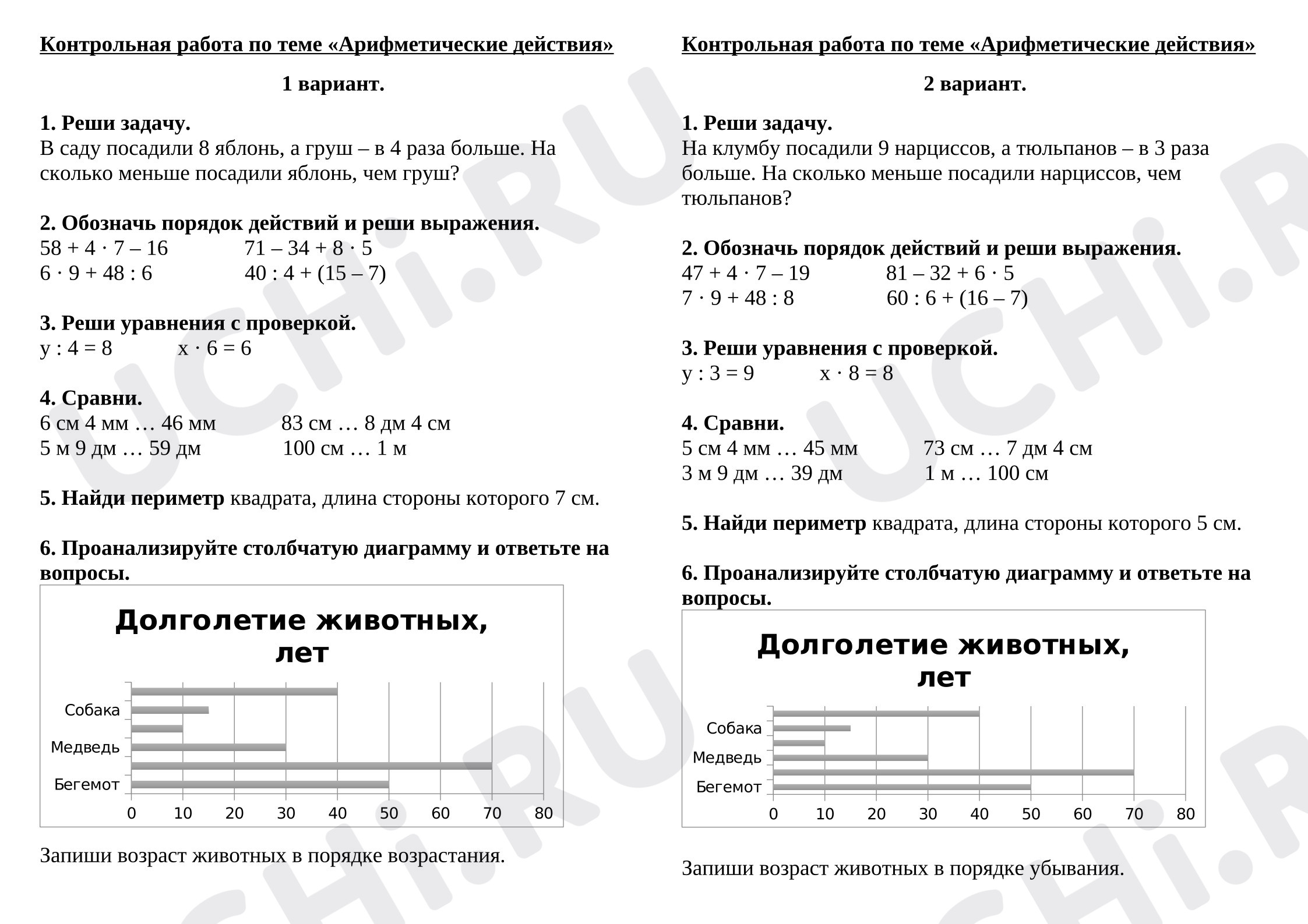 Предпросмотр материала Контрольная работа «Арифметические действия» .