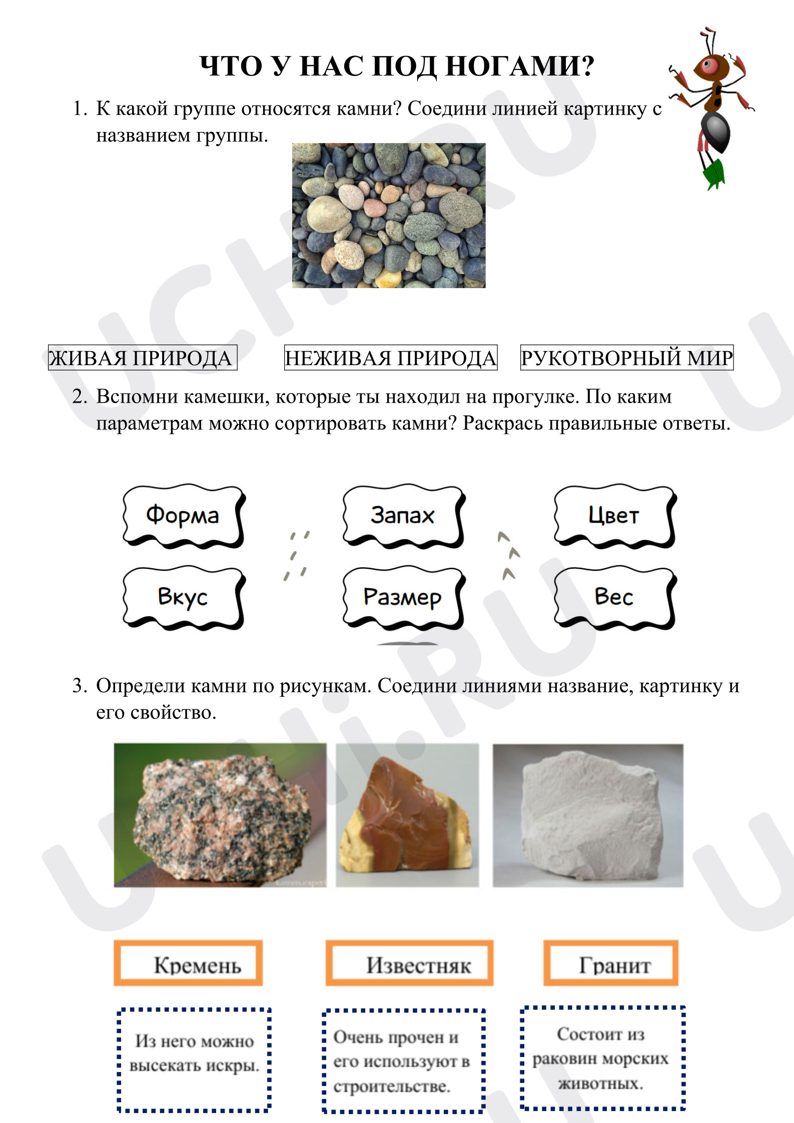 Предпросмотр материала Рабочий лист к уроку окружающего мира по теме "Что у нас под ногами"