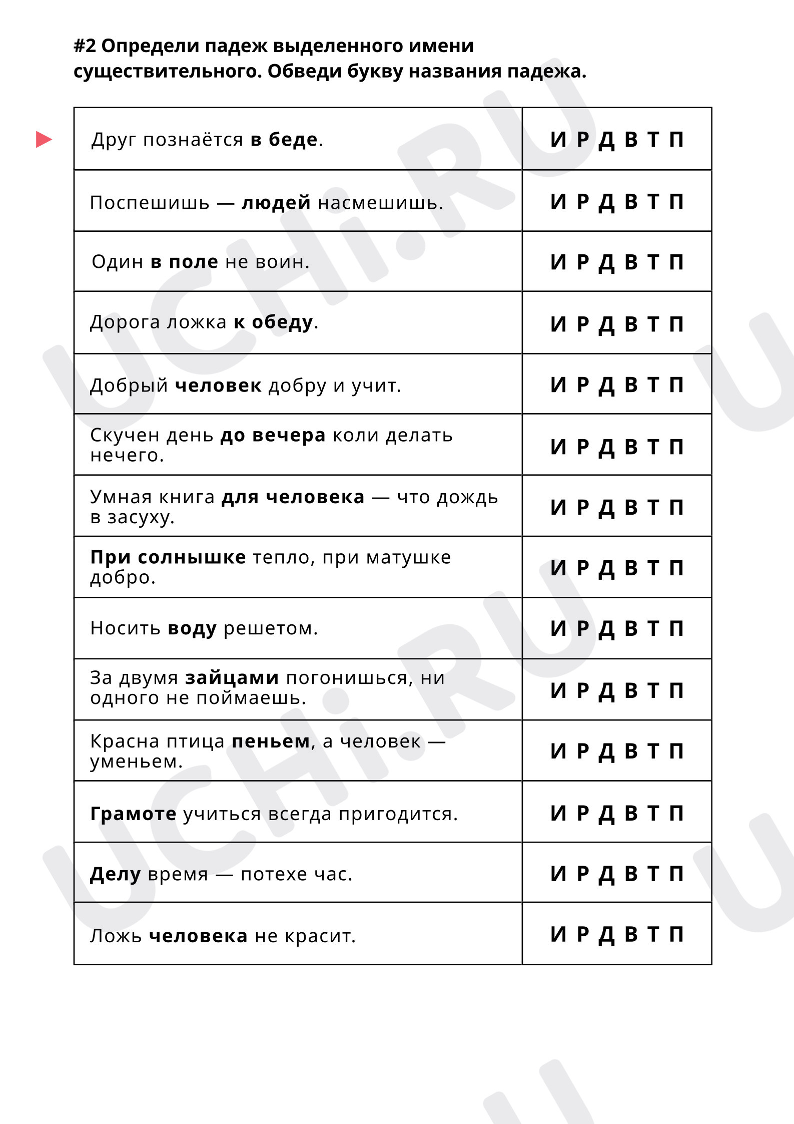 Предпросмотр материала Все падежи