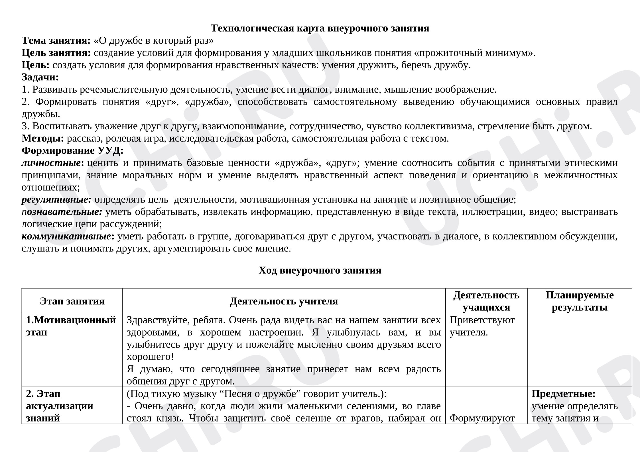 Предпросмотр материала Сценарий классного часа. О дружбе.