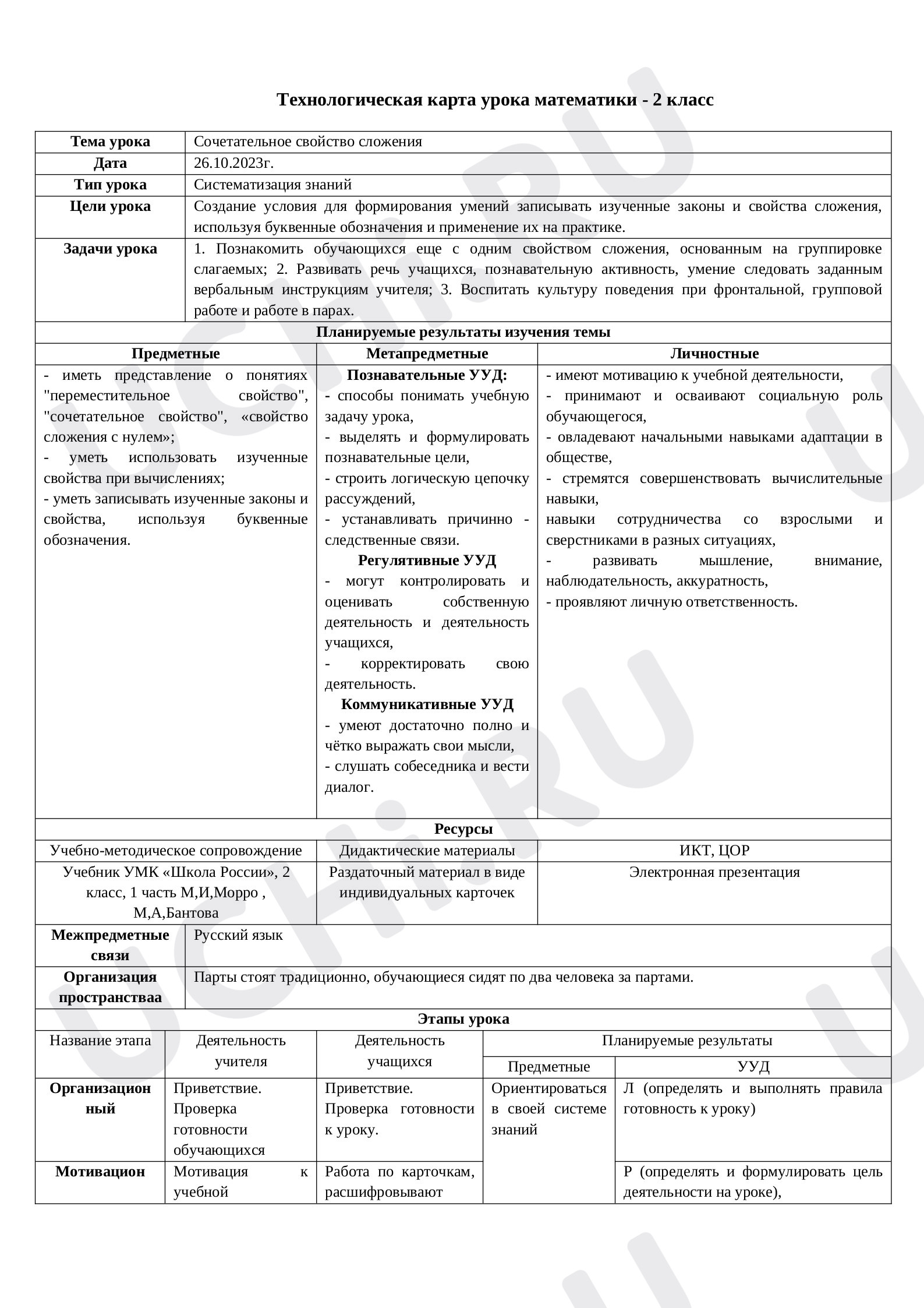Предпросмотр материала Сочетательное свойство сложения