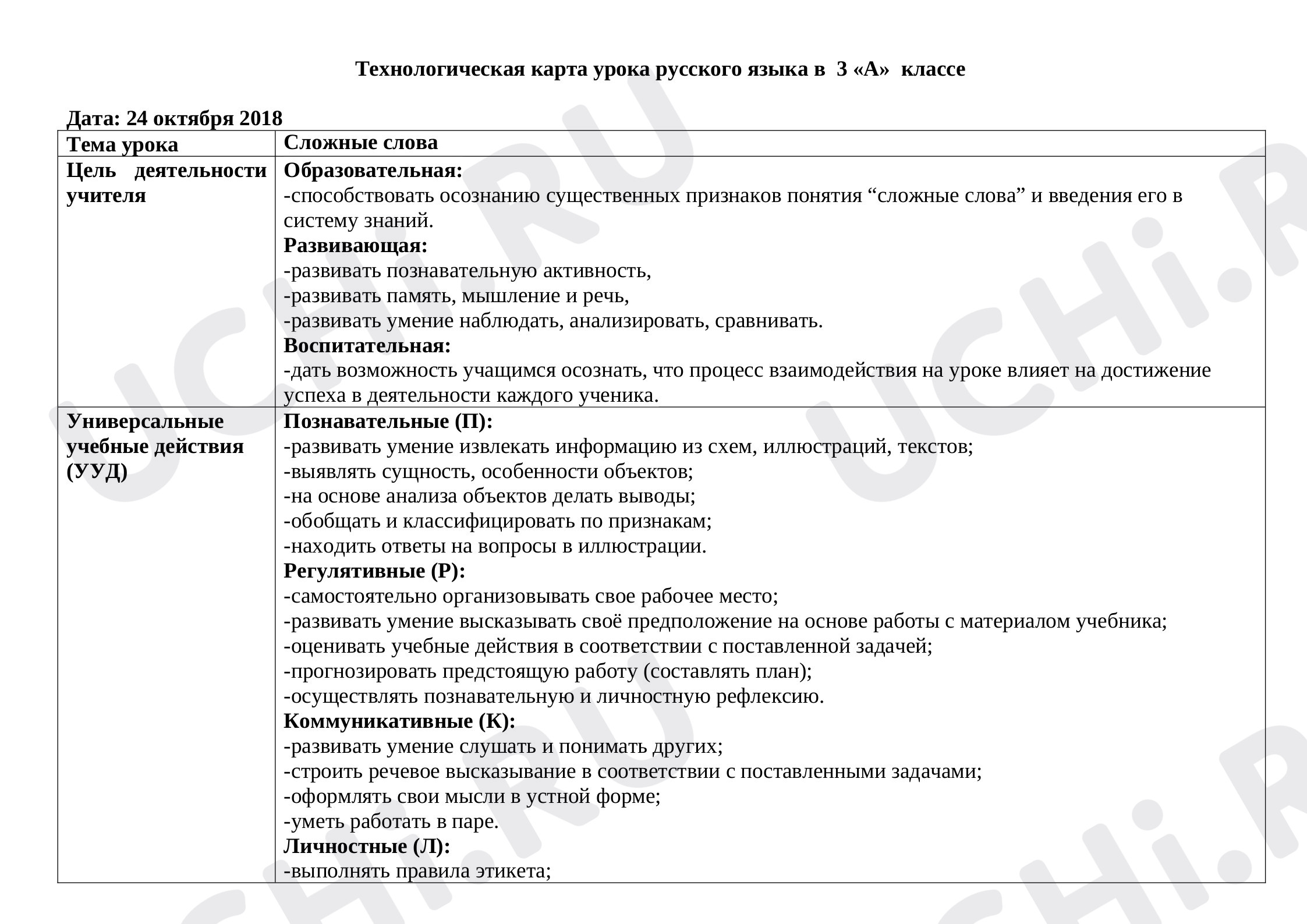Предпросмотр материала Конспект урока русского языка по теме: "Сложные слова"