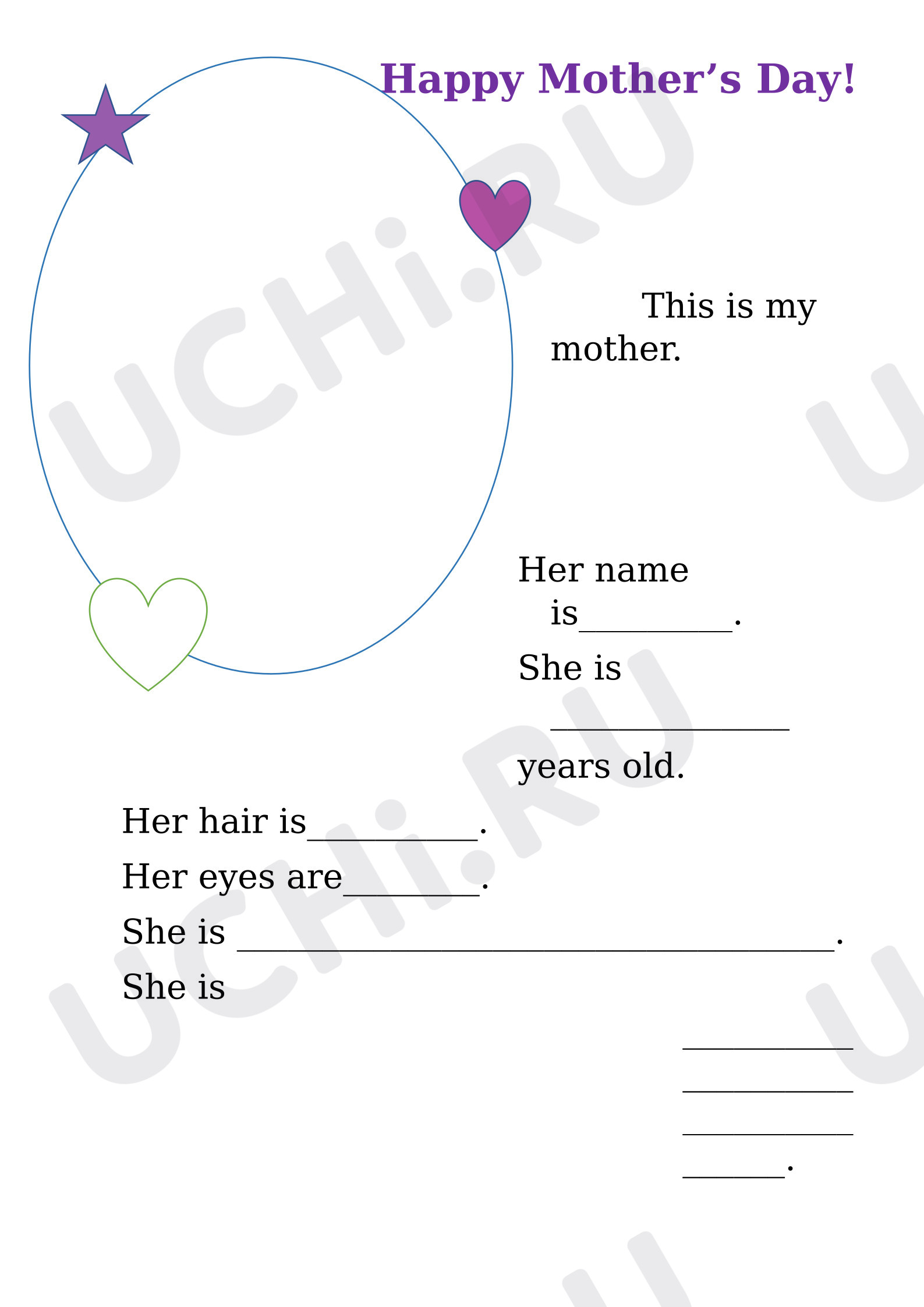 Предпросмотр материала Английский язык. Рабочий лист «Mother's day».