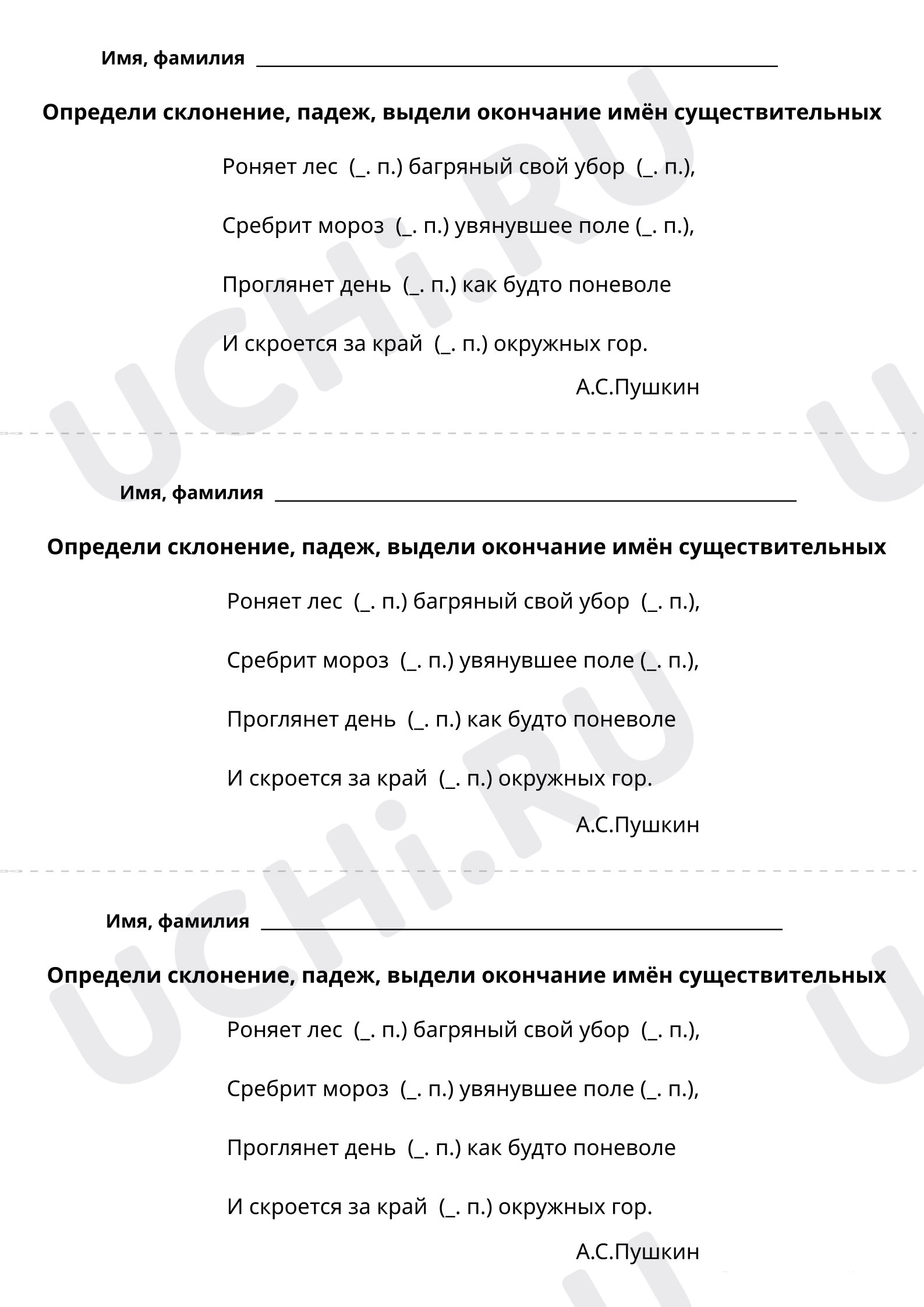 Отрабатываем навык определение именительного и винительного падежей ...
