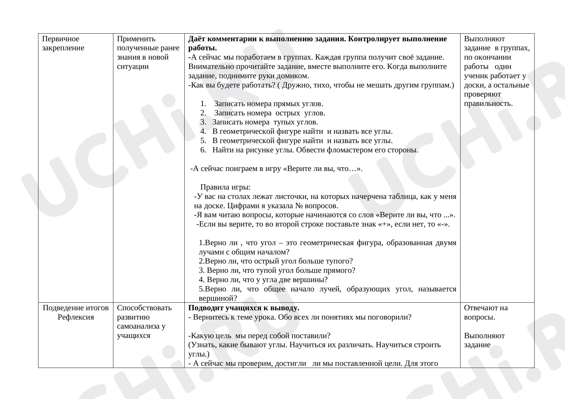 Распознавание и изображение геометрических фигур: прямой угол