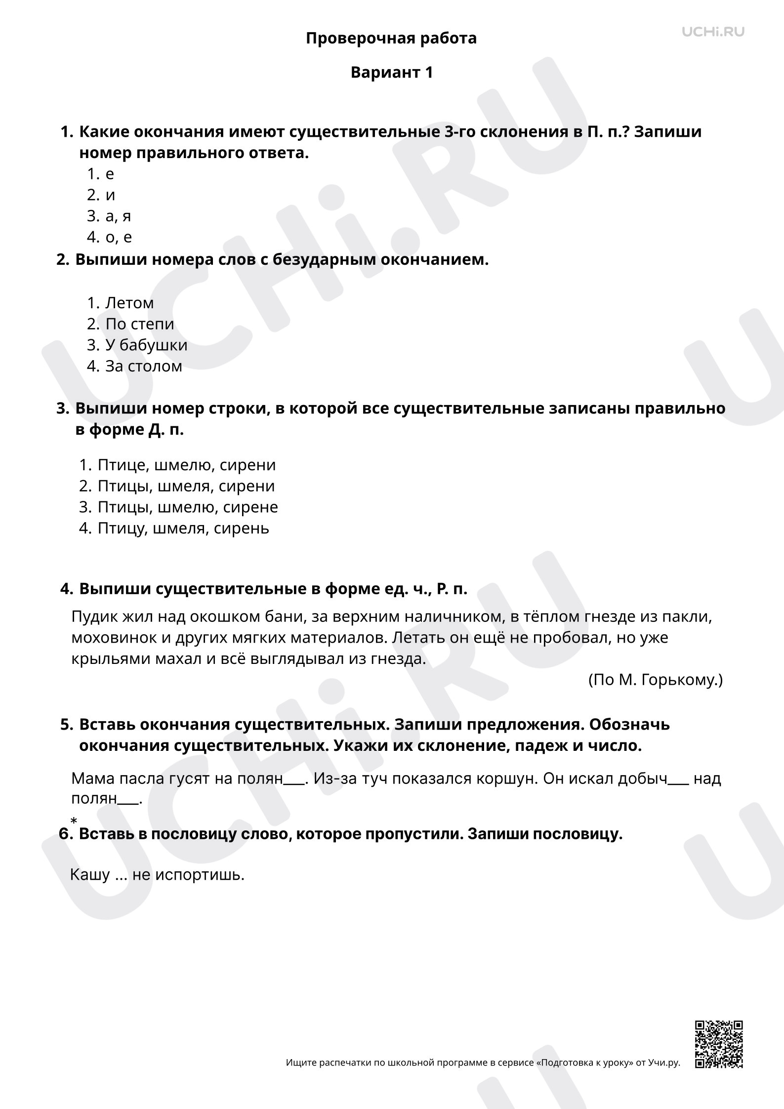 Предпросмотр материала Правописание безударных падежных окончаний имен существительных. 2 вариант