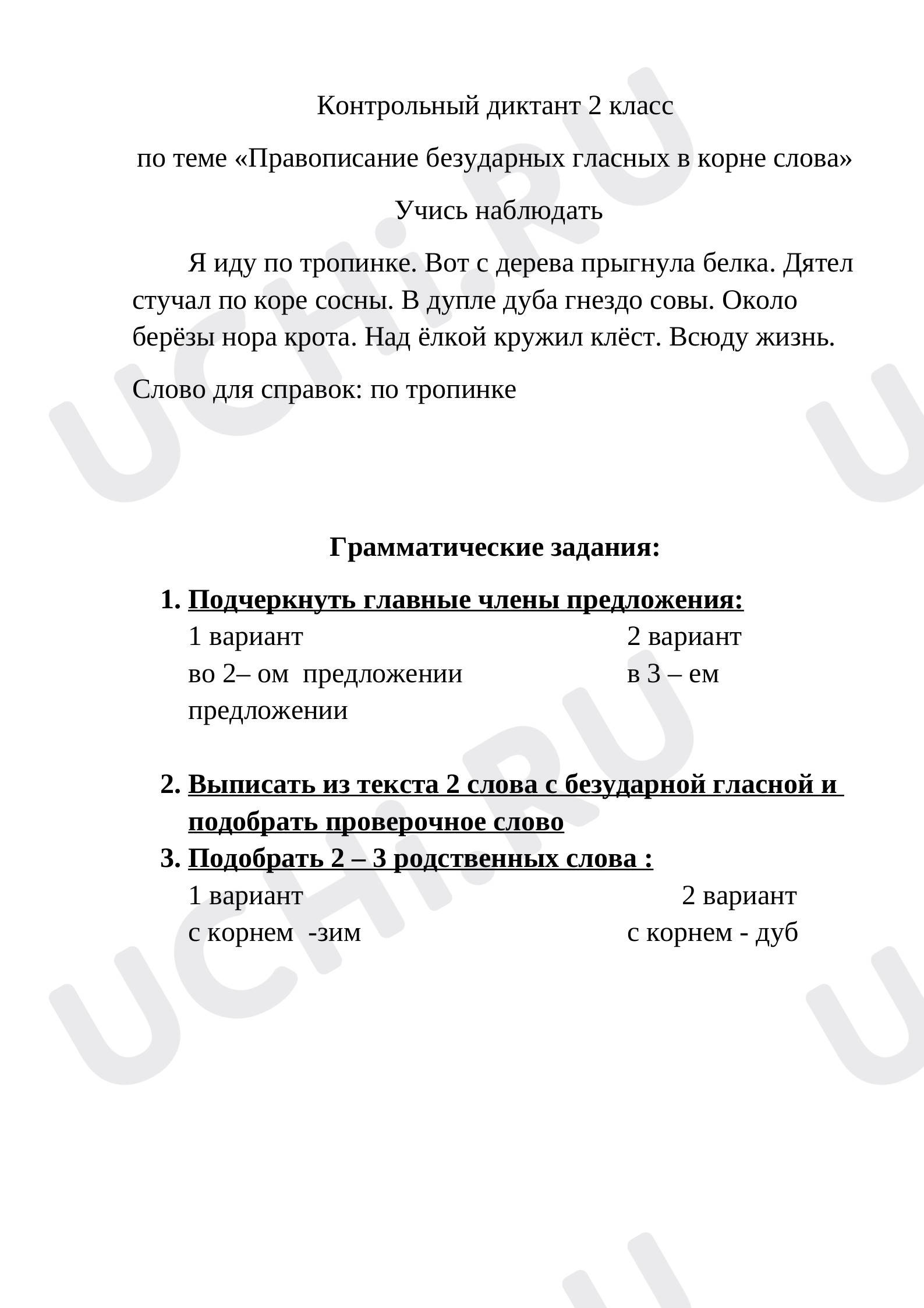 Предпросмотр материала Диктант, русский язык.