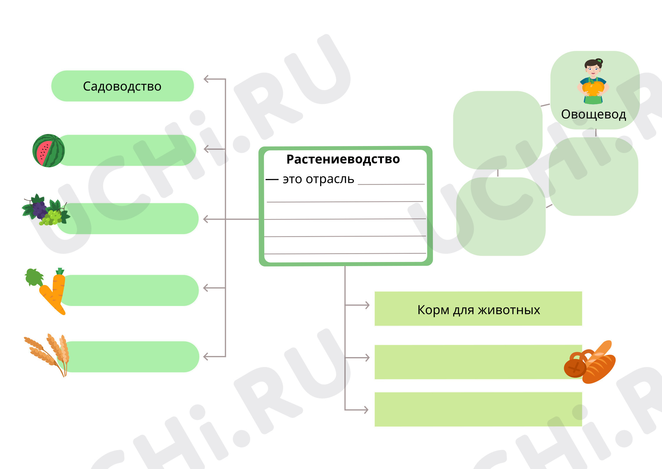 Интеллект-карта. Шаблон для ученика: Промышленность | Учи.ру