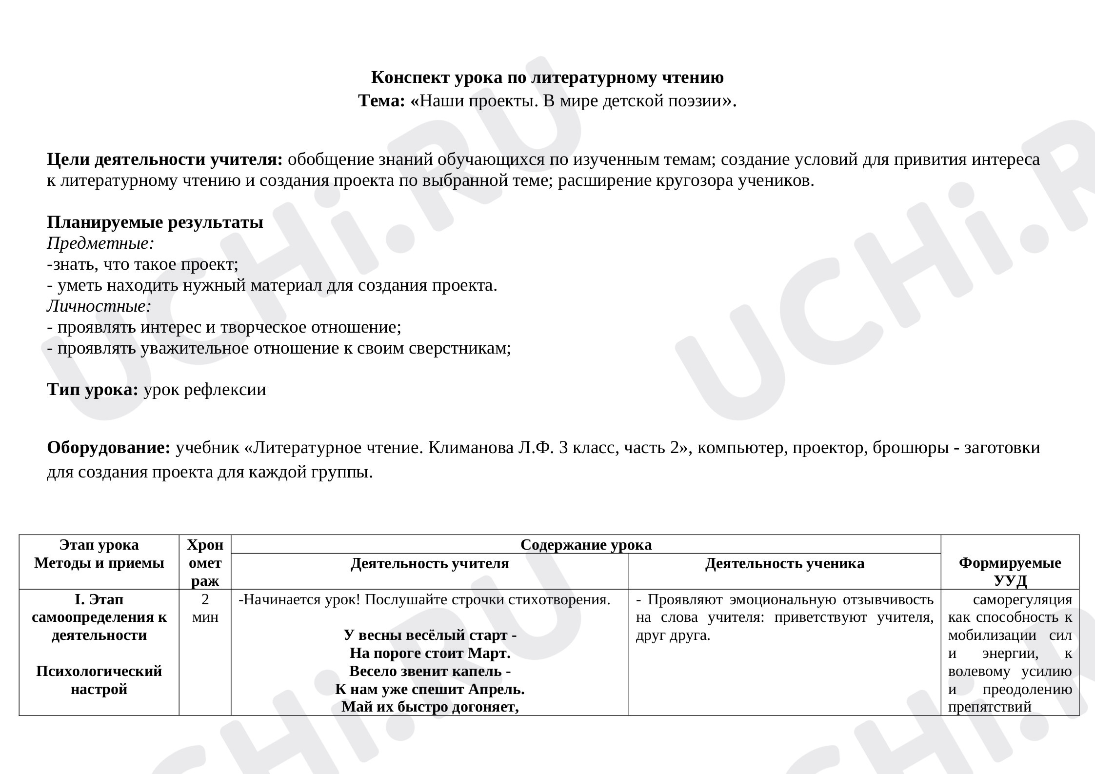 Предпросмотр материала Литературное чтение. Урок-проект в мире детской поэзии