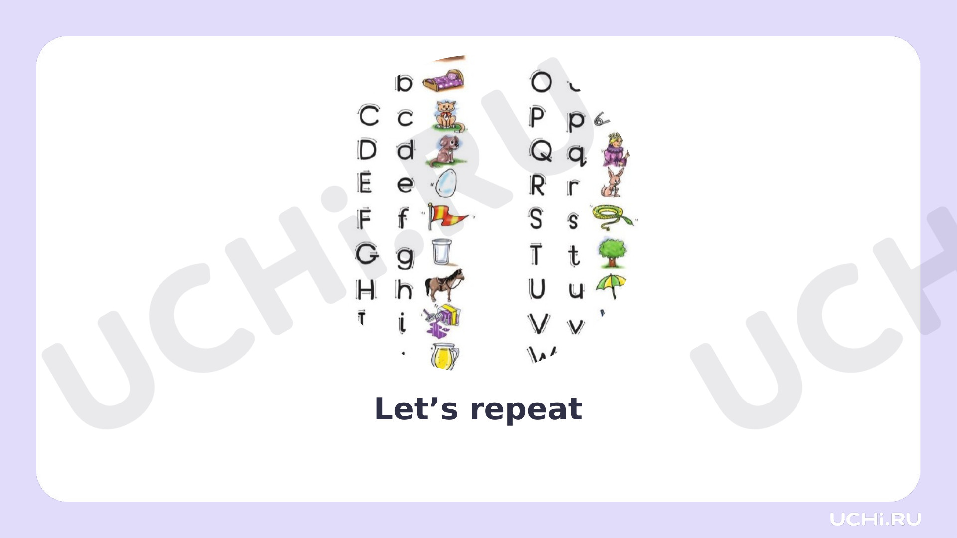 Предпросмотр материала Закрепление пройденных слов My letters и цветов из Starter Module, Английский язык, 2 класс