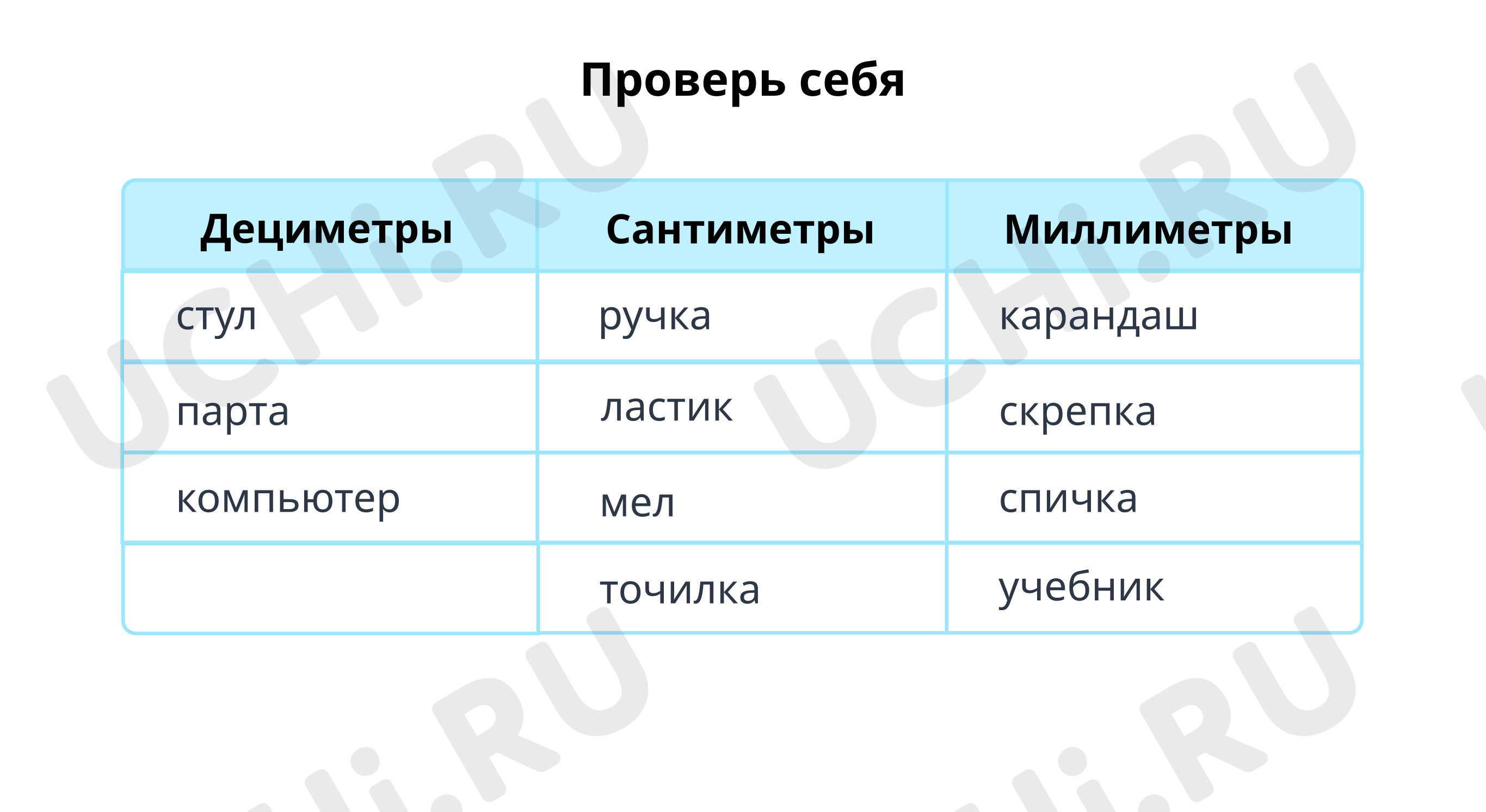 Предпросмотр материала Заполни таблицу под диктовку. Проверка