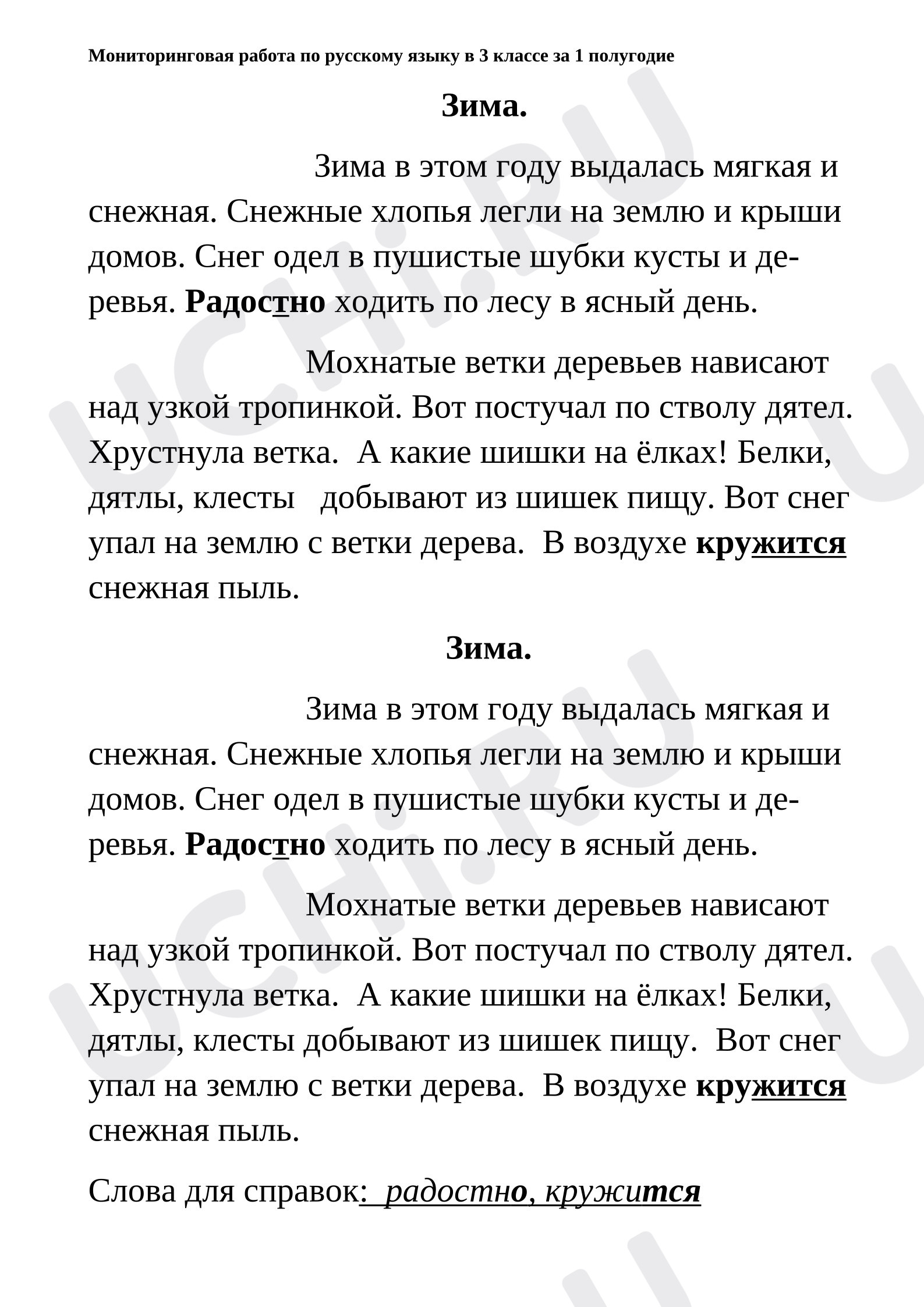 Предпросмотр материала Итоговая  работа по русскому языку.