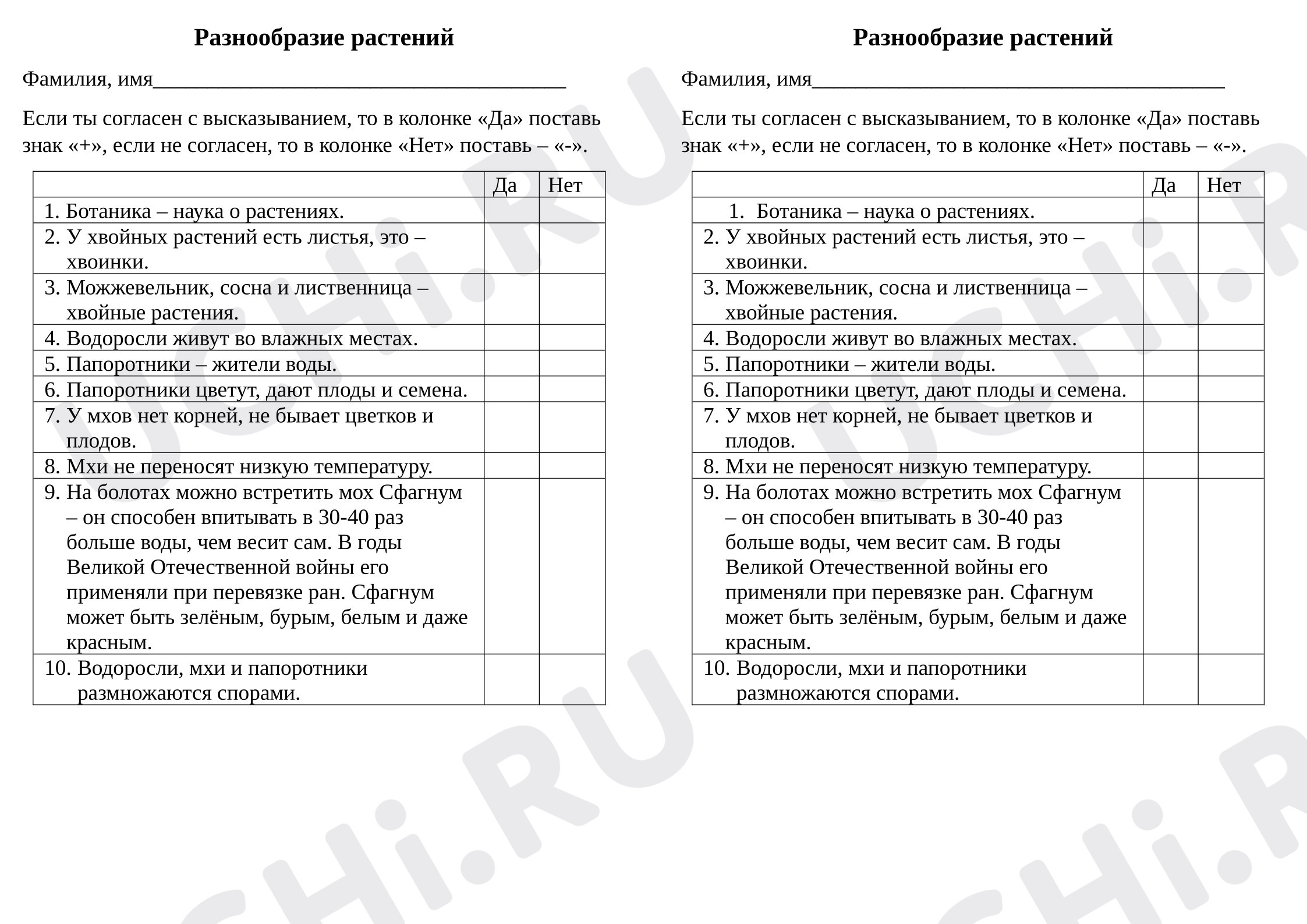 Предпросмотр материала Проверочная работа к уроку окружающего мира. Разнообразие растений