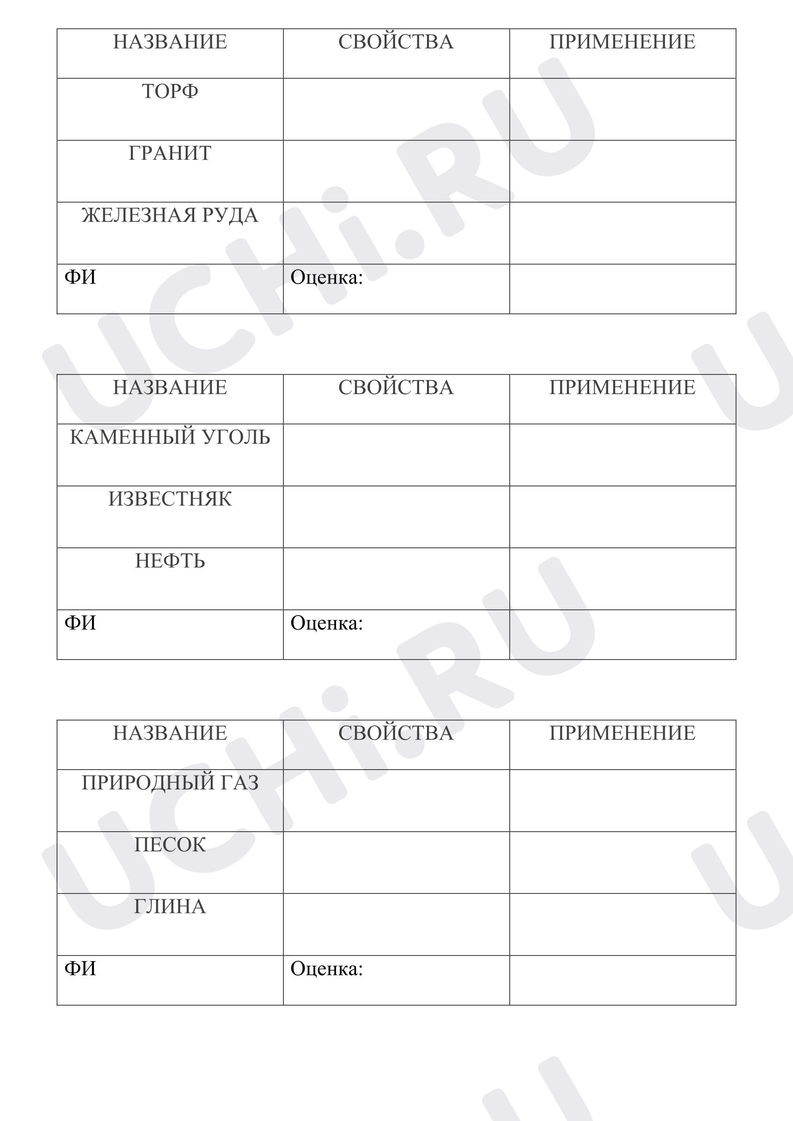 Предпросмотр материала Самостоятельная работа к уроку окружающего мира. Наши подземные богатства.
