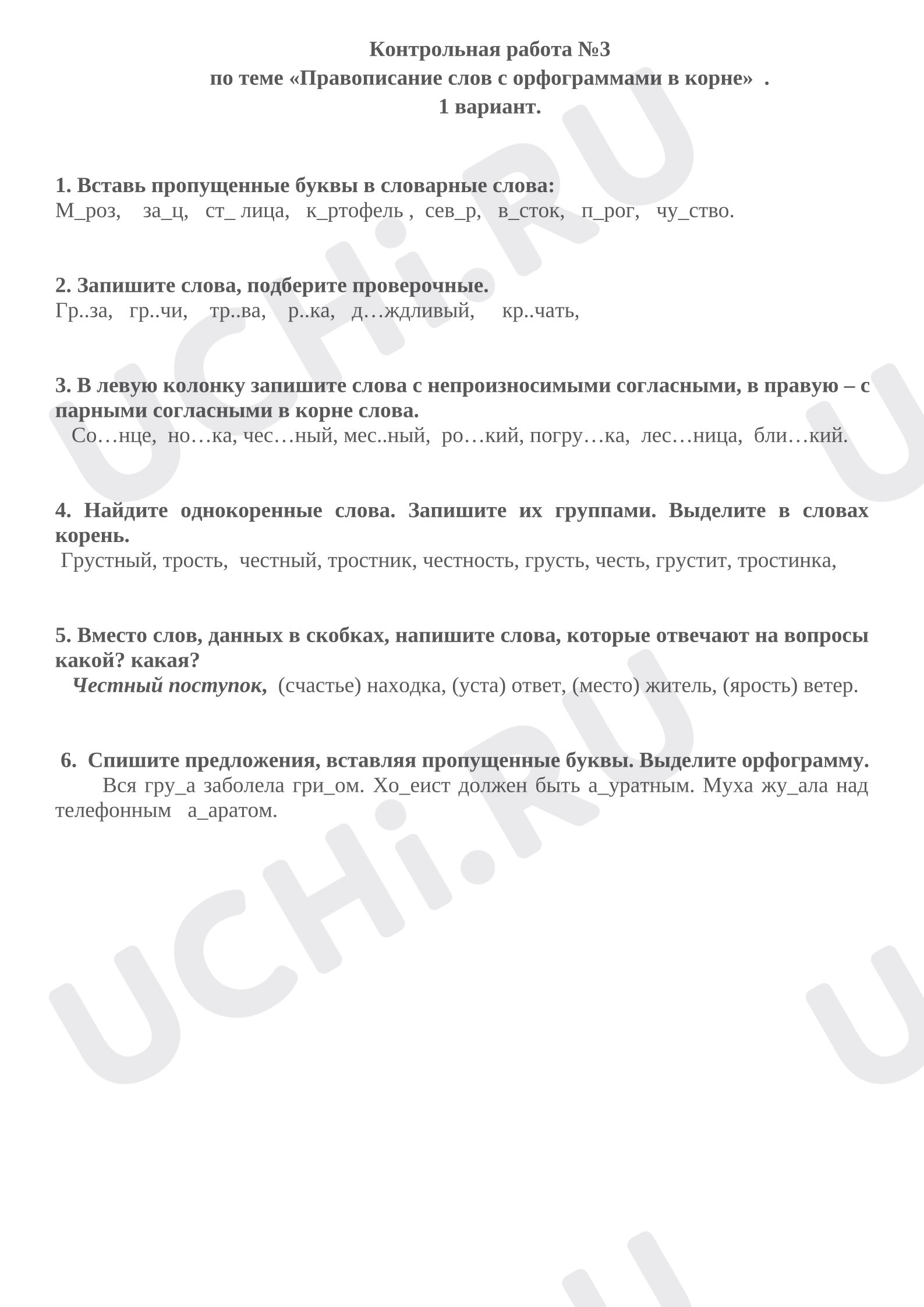 Предпросмотр материала Контрольная работа по русскому языку