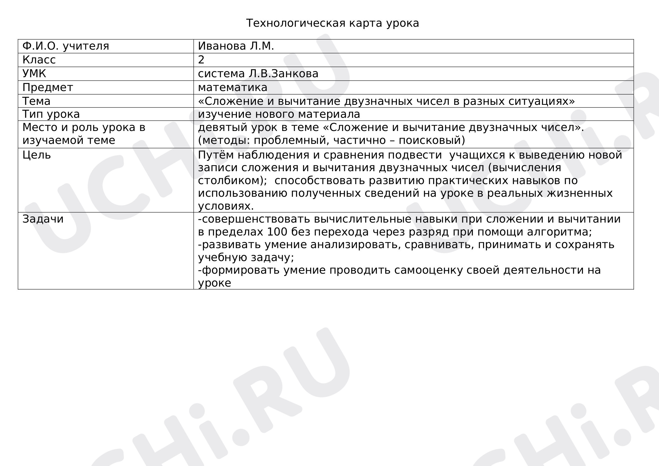 Предпросмотр материала Сложение и вычитание двузначных чисел