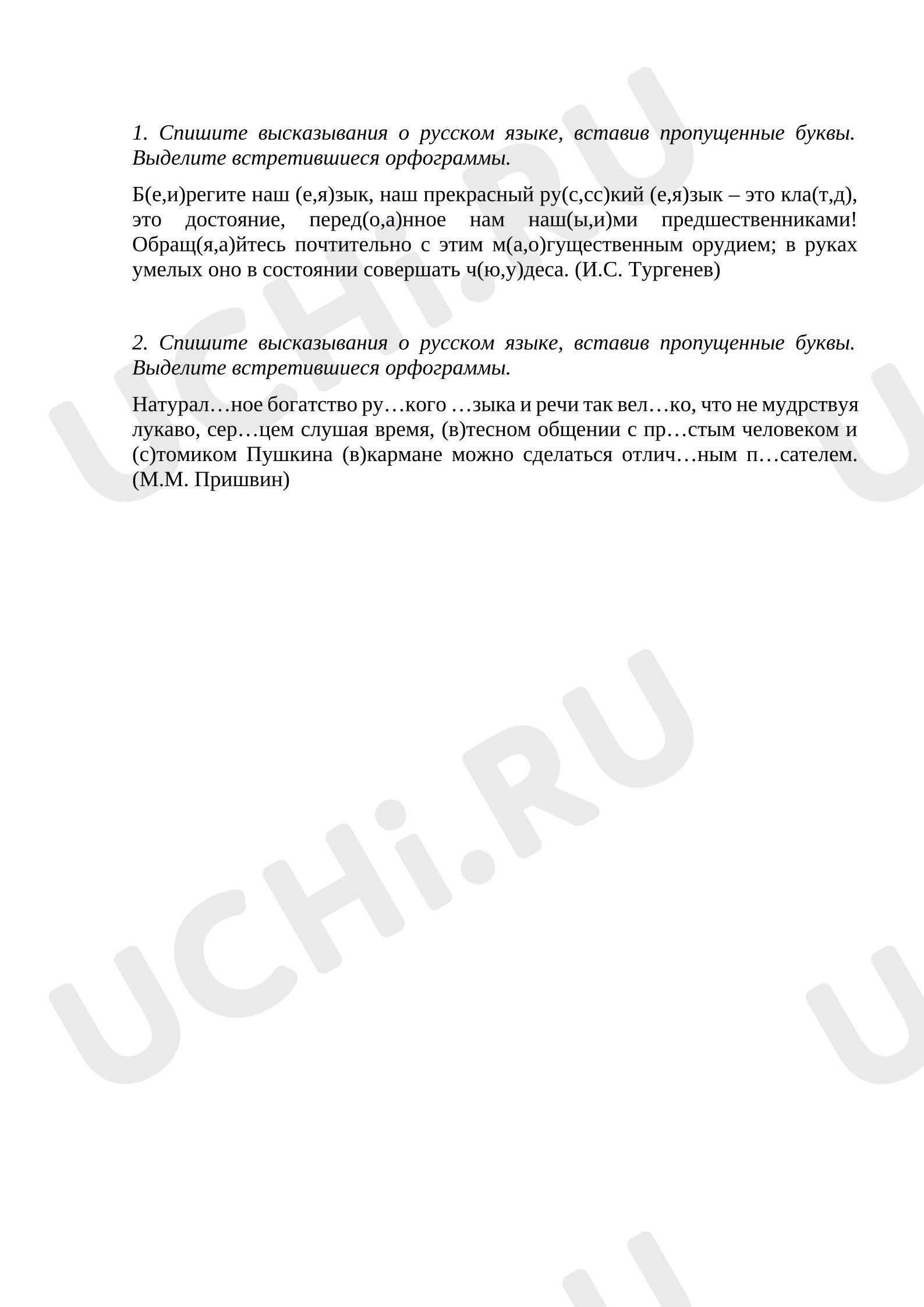 Предпросмотр материала Самостоятельная работа к уроку русского языка. Язык и речь.