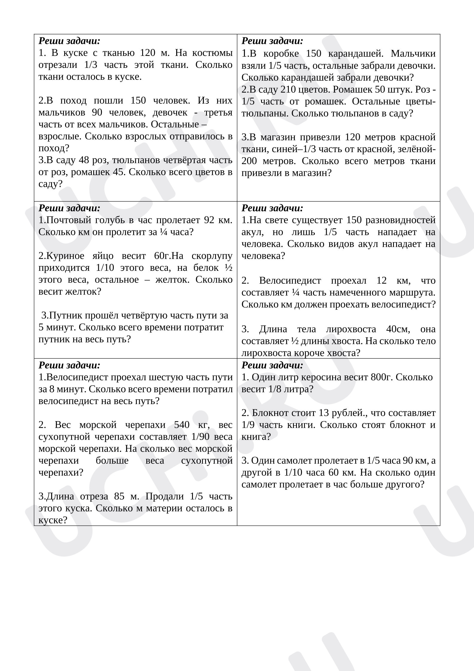 Предпросмотр материала Карточки по теме «Доли»