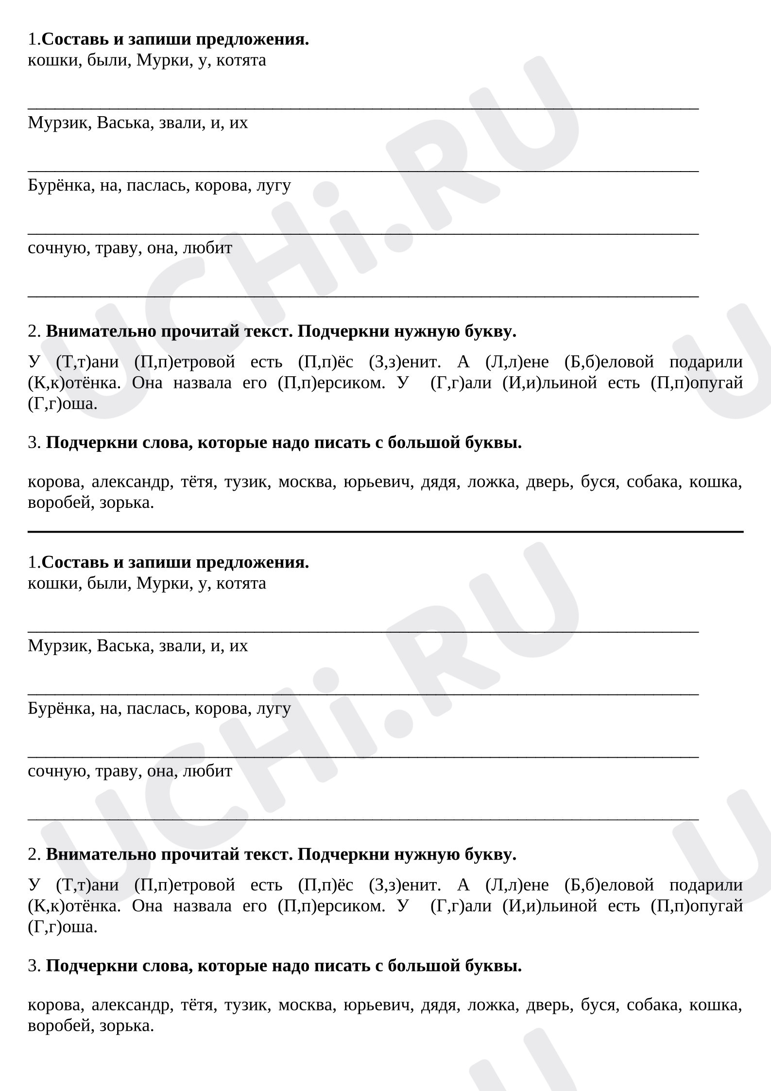 Предпросмотр материала Проверочная работа по русскому языку 1 класс