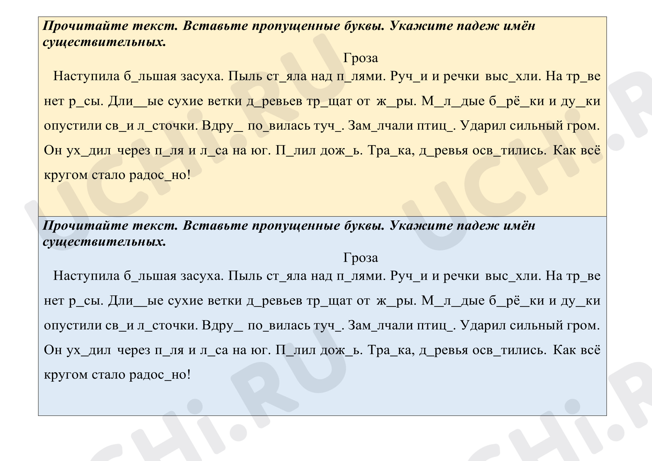 Предпросмотр материала Русский язык. Проверочная работа. Орфограммы, падежи.