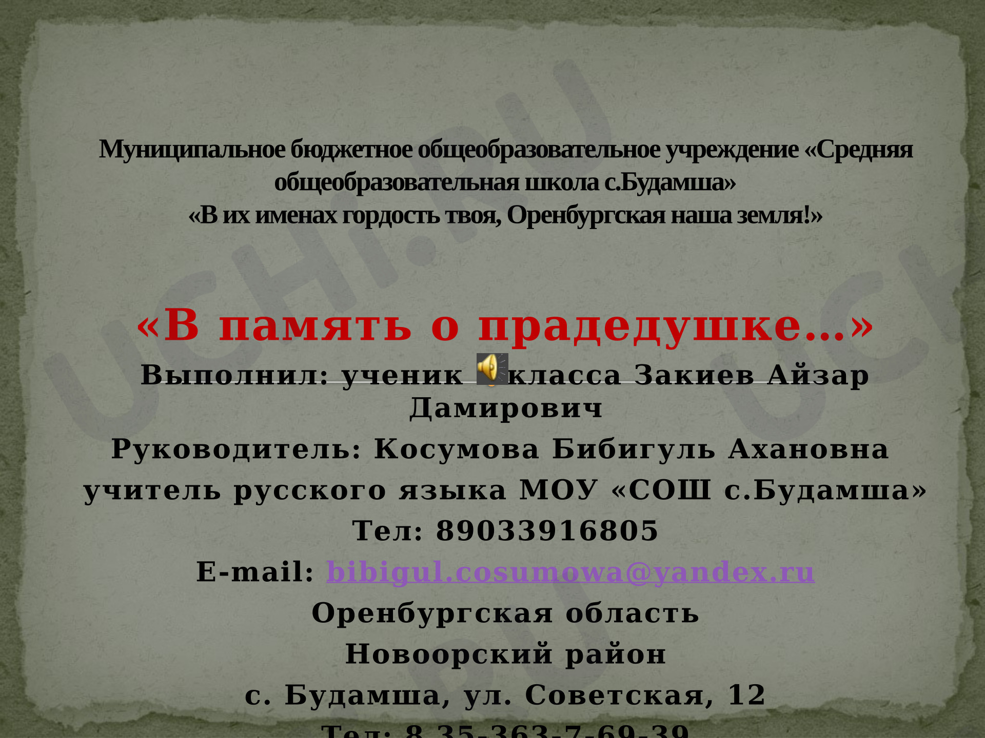 Предпросмотр материала "В их именах гордость"