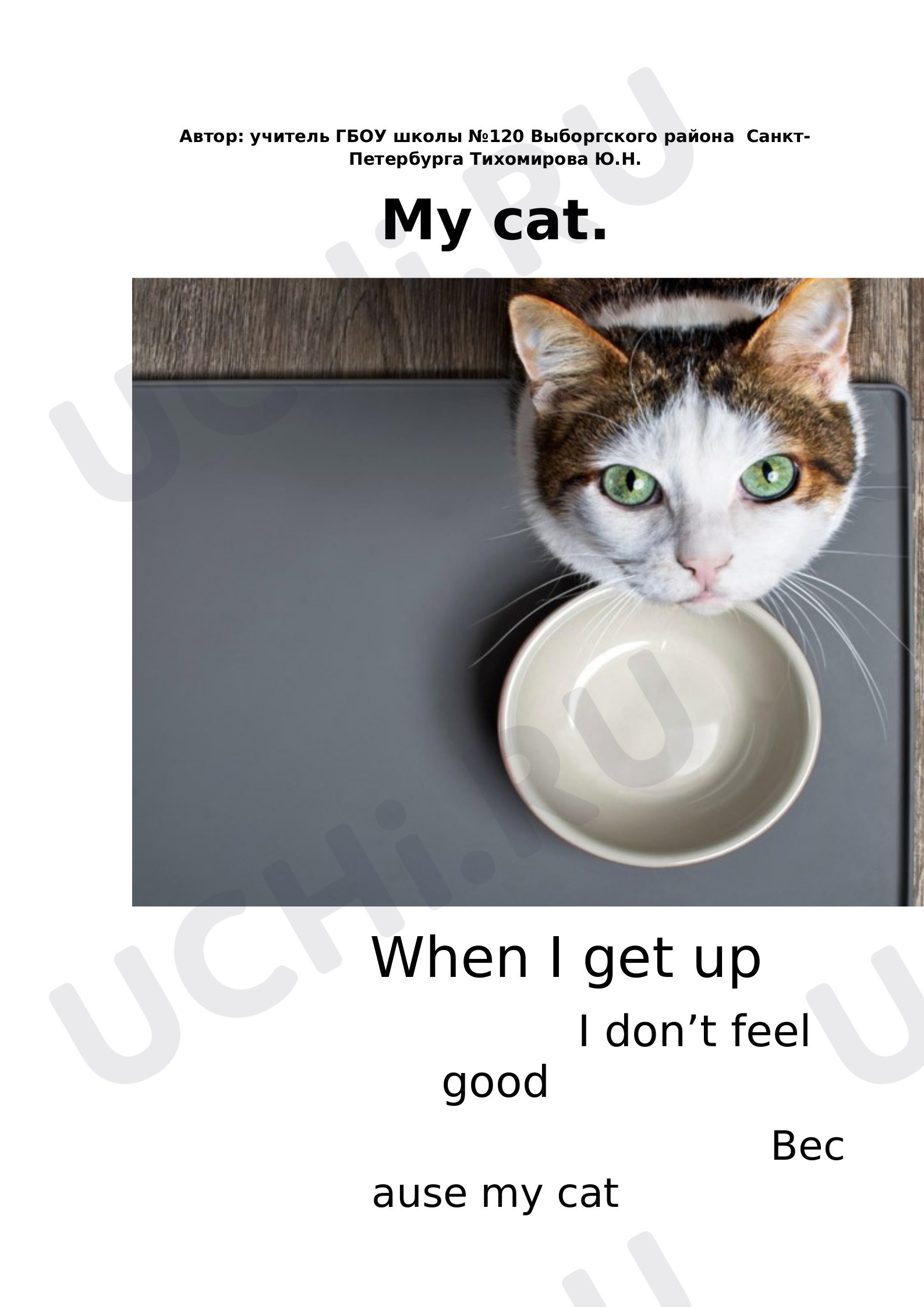 Предпросмотр материала Стихотворение на английском языке "My cat"