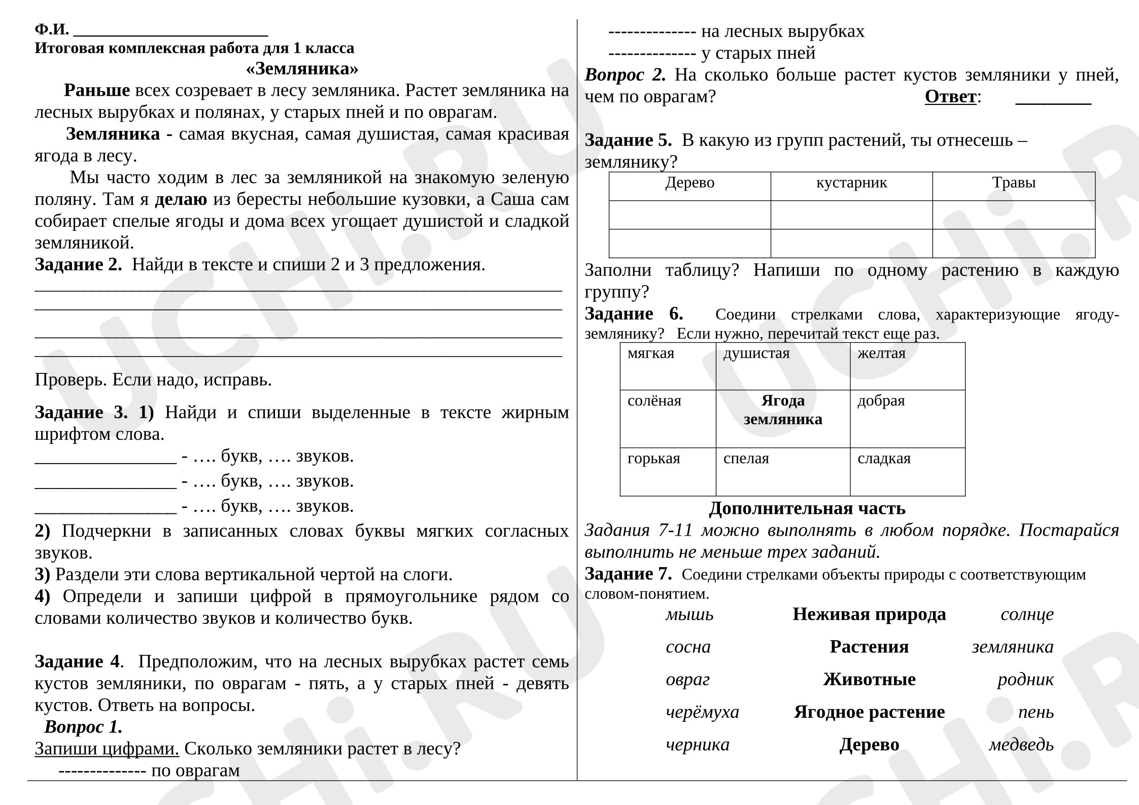 Предпросмотр материала Итоговая комплексная работа за 1 класс