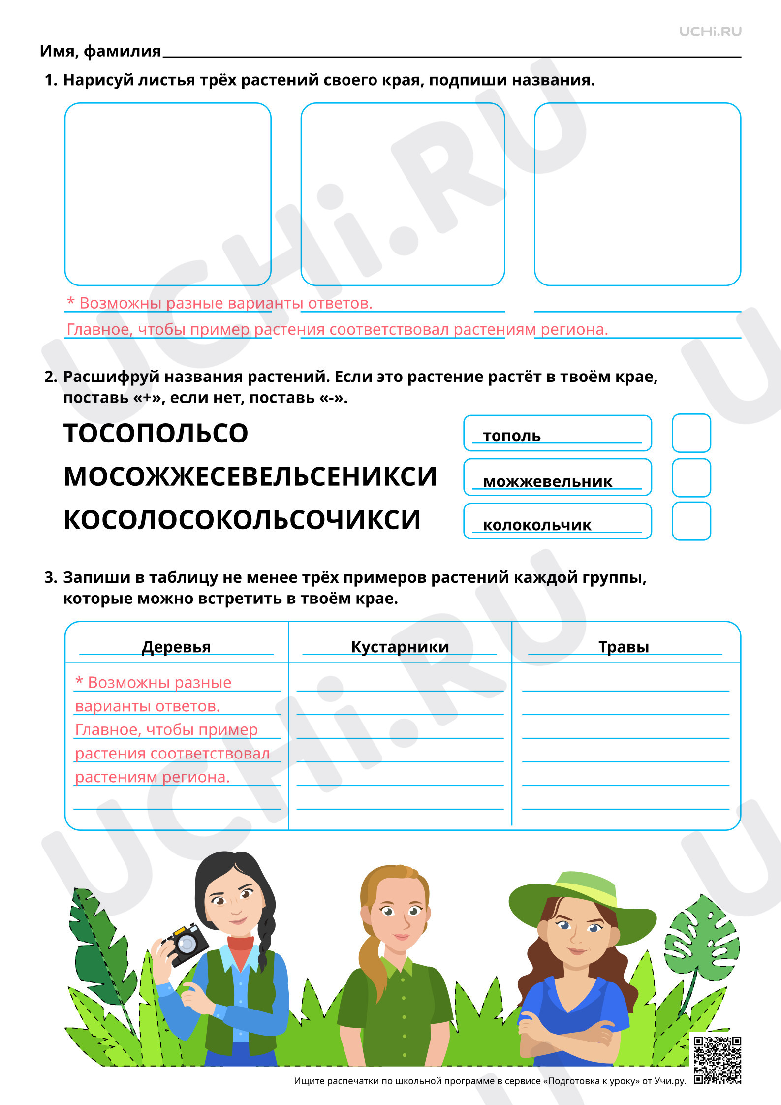 Предпросмотр материала Растения родного края. Ответы